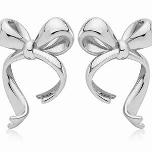Silver Bow Stud Earrings